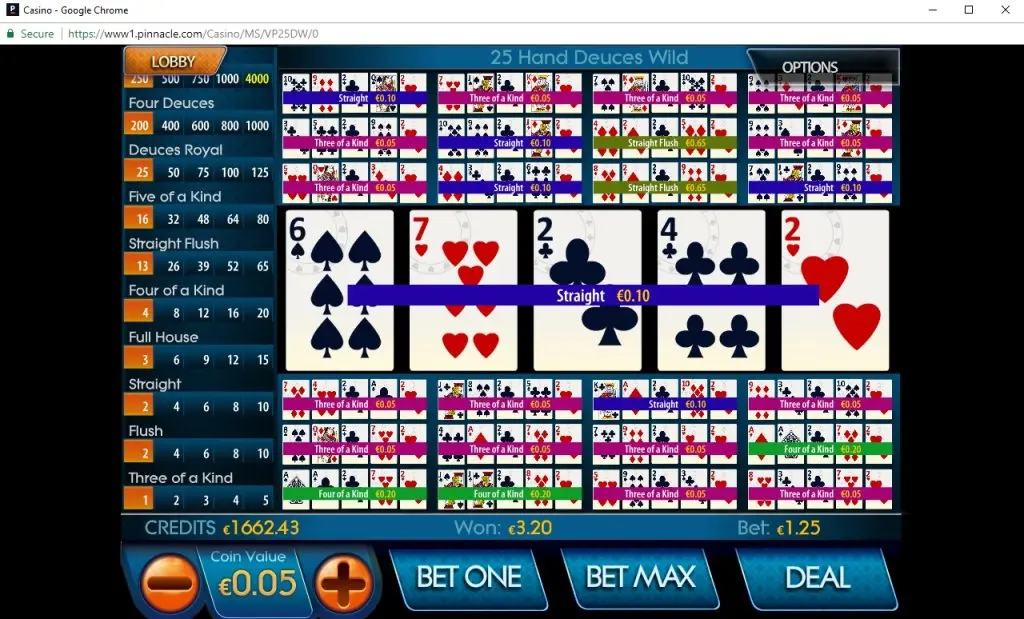 Wild Deuces "Deuces Wild" Video Poker Optimaalne mängustrateegia